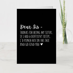 Waarderingsgeschenk voor zussen. folie feestdagenkaart