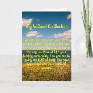 Waardevolle co-Worker-creditcard Bedankkaart