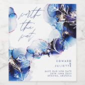 Waardig aan de wachttijd Aquarel Agaat Indigo Inkt Wijn Etiket (Enkel label)