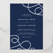 waardig | Nautical Rope Wedding Folie Uitnodiging (Voorkant)