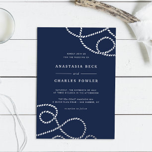 waardig   Nautical Rope Wedding Folie Uitnodiging