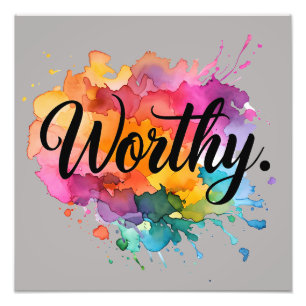Waardig Vierkant Motivatie Waterverf Poster 16x16