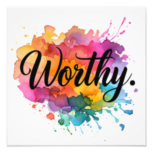 Waardig Vierkant Motivatie Waterverf Poster 16x16