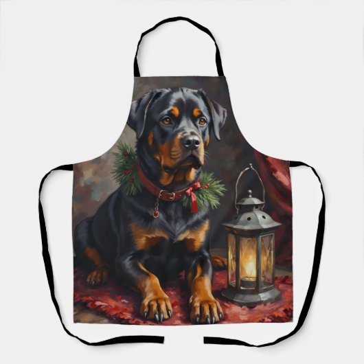 Waardige Rottweiler-hond Kerstlantaarn Schort (Voorkant)