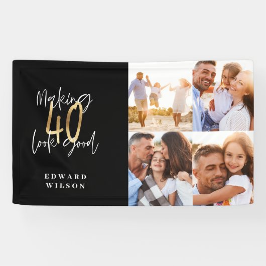 waardoor 40 er goed uitziet als een zwarte en goud spandoek (Horizontaal)