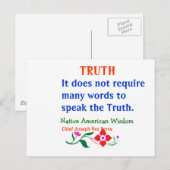 Waarheid: Amerikaanse Indiaanse woorden van wijshe Briefkaart (Voorkant / Achterkant)