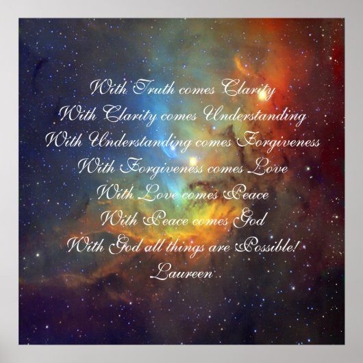 Waarheid, begrip van liefde en God Poster (Voorkant)