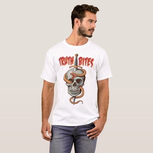 Waarheid bijt schedel en slang t-shirt (Voorkant volledig)