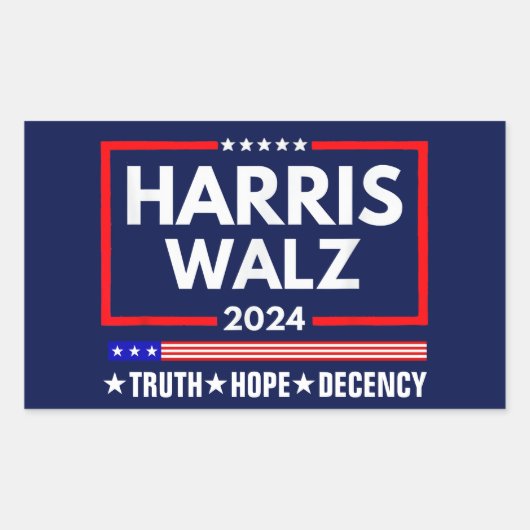 Waarheid Hoop Decency Harris Walz 2024 Rechthoekige Sticker (Voorkant)