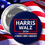 Waarheid Hoop Decency Harris Walz 2024 Ronde Button 5,7 Cm<br><div class="desc">Waarheid Hoop Decency Harris Walz 2024</div>