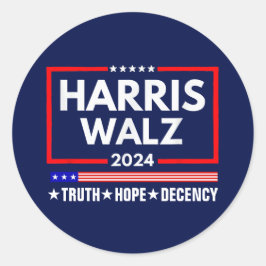 Waarheid Hoop Decency Harris Walz 2024 Ronde Sticker