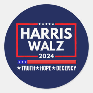 Waarheid Hoop Decency Harris Walz 2024 Ronde Sticker