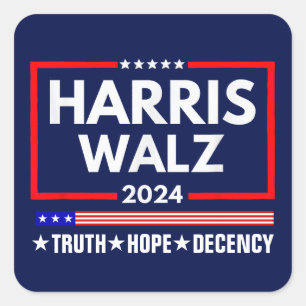 Waarheid Hoop Decency Harris Walz 2024 Vierkante Sticker