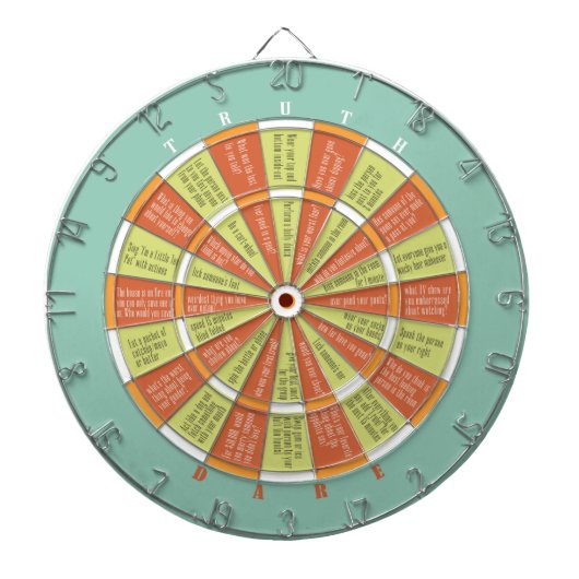 Waarheid of Dare Aqua/Sinaasappel (w/kisssen) Dartbord (Voorkant)