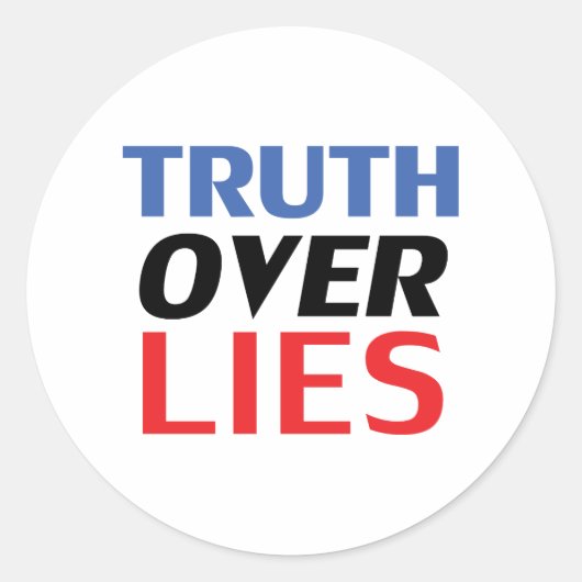 Waarheid over leugens, blauw, rood, wit ronde sticker (Voorkant)