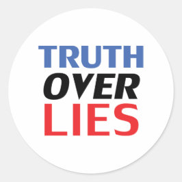 Waarheid over leugens, blauw, rood, wit ronde sticker