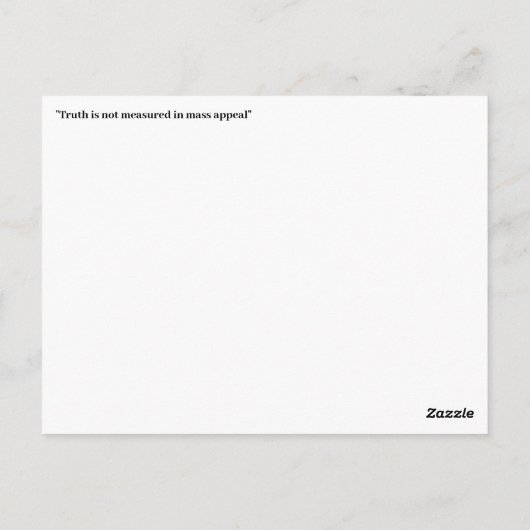 Waarheid wordt niet gemeten in massale aantrekking briefkaart (Achterkant)