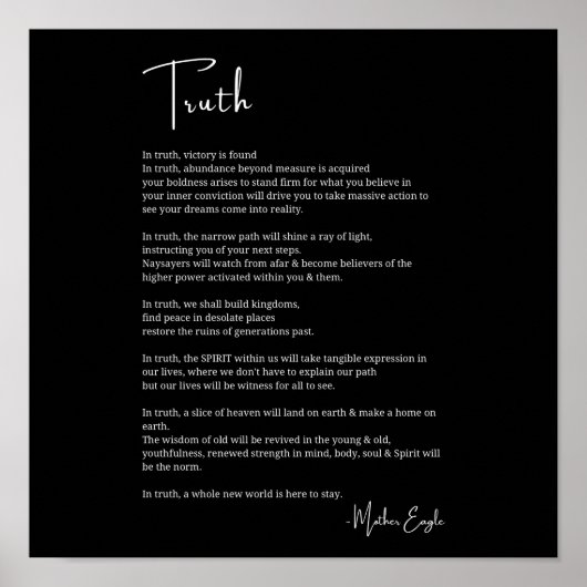 Waarheidsoverwinning moedig gedicht poster muur ku (Voorkant)