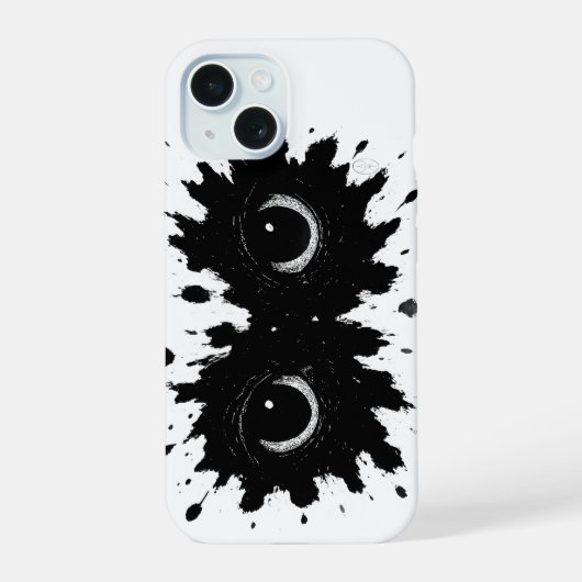 Waarnemer in de inkt: Oogvlek‑zegel iPhone 15 Case (Achterkant)