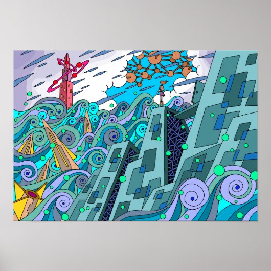 Waarnemer op de golven. poster (Voorkant)