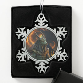 Waarnemer van het hiernamaals – Anubis.  Tin Sneeuwvlok Ornament