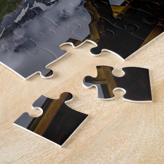 Waarneming van de grensvallei en de Zwitserse alpe Legpuzzel (Zijkant)