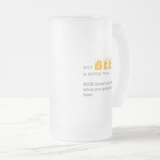 Waarom BEER beter is dan, Funny Quote Print Matglas Bierpul (Voorkant rechts)
