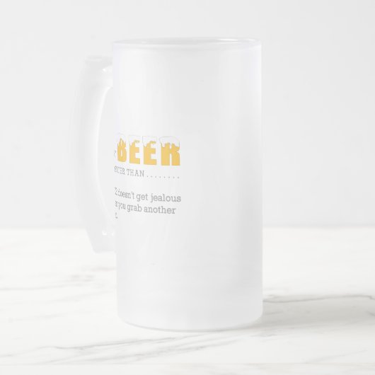 Waarom BEER beter is dan, Funny Quote Print Matglas Bierpul (Voorkant links)