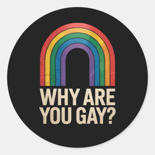 Waarom ben je een homoseksuele grappige Rainbow LG Ronde Sticker (Voorkant)