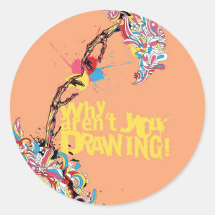 Waarom ben je niet aan het tekenen? Skeletstickers Ronde Sticker