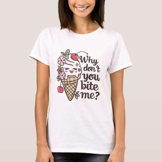 Waarom bijt u me niet? Grappig zomerplezier T-shirt (Voorkant)