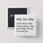 Waarom blauw stemmen in 2026 vierkante button 5,1 cm (Voorkant /achterkant)