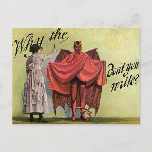  waarom de duivel niet schrijft briefkaart (Voorkant)