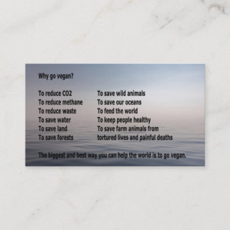 Waarom ga je Vegan? Zakelijke kaart. Visitekaartje