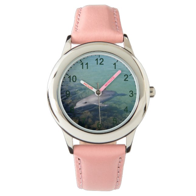 Waarom Hallo de heer Dolphin, Kinder leder Watch Horloge (Voorkant)