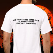 Waarom hangt de grimmige maaier om me heen? t-shirt