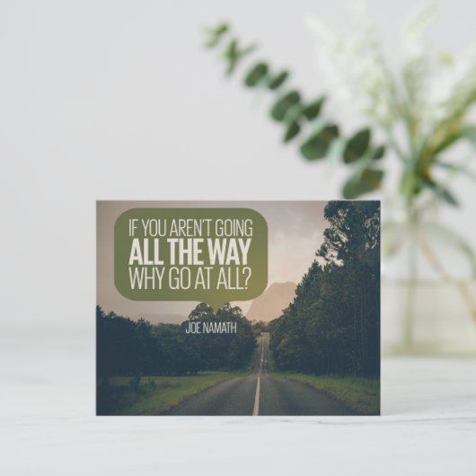 Waarom helemaal gaan briefkaart (Staand voorkant)