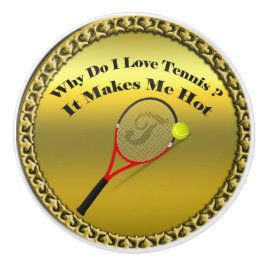 Waarom hou ik van tennis. Het maakt me warm (goud) Keramische Knop