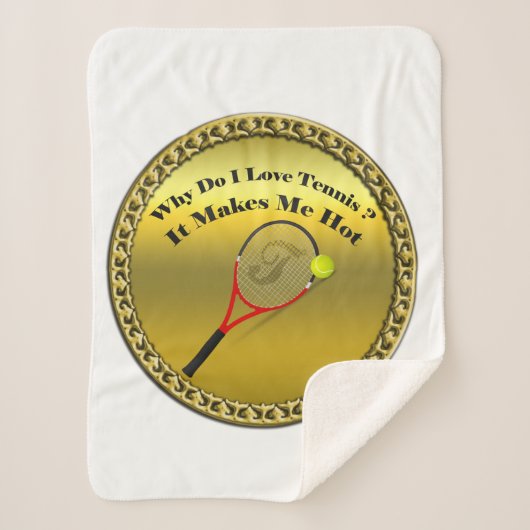 Waarom hou ik van tennis. Het maakt me warm (goud) Sherpa Deken (Voorkant)