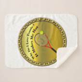 Waarom hou ik van tennis. Het maakt me warm (goud) Sherpa Deken (Voorkant (horizontaal))