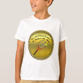 Waarom hou ik van tennis. Het maakt me warm (goud) T-shirt (Voorkant)