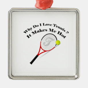 Waarom hou ik van tennis? Het maakt me warm Metalen Ornament