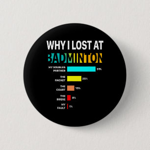 Waarom ik verlies bij Badminton Funny Reason Speel Ronde Button 5,7 Cm
