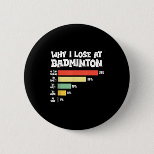 Waarom ik verlies bij badminton Grappige excuses s Ronde Button 5,7 Cm