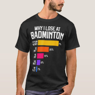 Waarom ik verlies bij Badminton Grappige Excuses S T-shirt