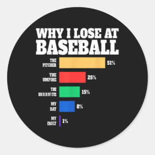 Waarom ik verlies bij Baseball Humor Baseball Love Ronde Sticker