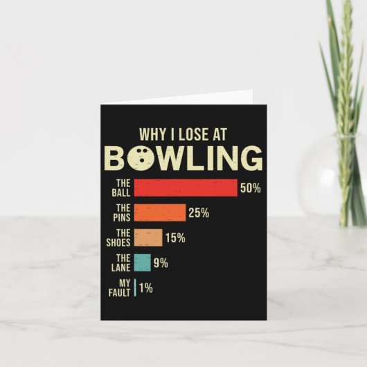 Waarom ik verlies bij Bowling Funny Bowler Kaart (Voorkant)