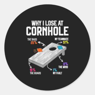 Waarom ik verlies bij Cornhole Humor Toss als een  Ronde Sticker