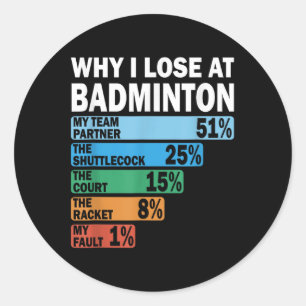 Waarom ik verlies met badminton - grappig mijn fou ronde sticker
