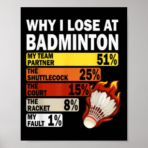 Waarom ik verlies met badminton Grappig mijn fout Poster